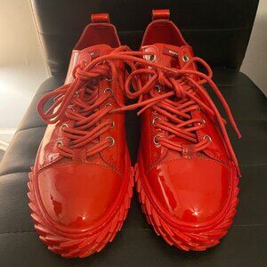 Guiseppe Zanotti Red Patent Leather Designer Sneakers Size 9